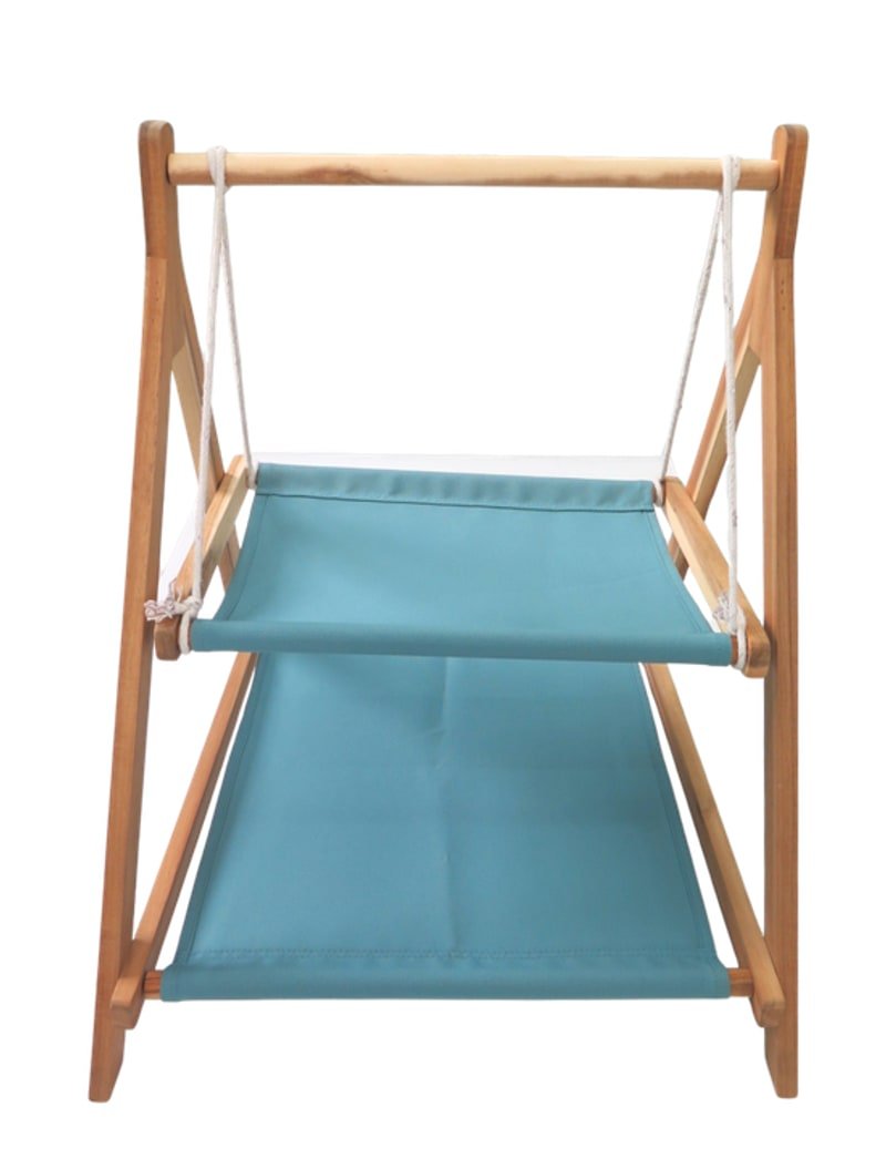 2-tier wood and fabric pet bed