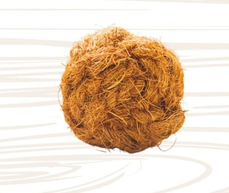 Coconut coir ball chew toy, hand-braided
